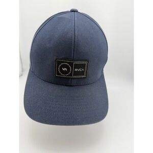RVCA Balance of Opposites Snapback Hat Navy Blue Mid Fit Baseball Cap Logo Patch